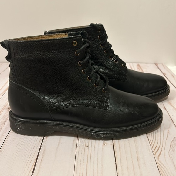 TOPMAN Black Leather Lace Up Chunky Heel Boot European size 40- US 9 Medium - Picture 3 of 9